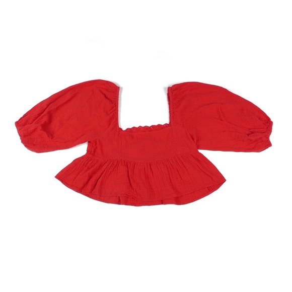 BILLABONG Cross My Heart Puff Sleeve Crop Top Size L - Picture 5 of 9